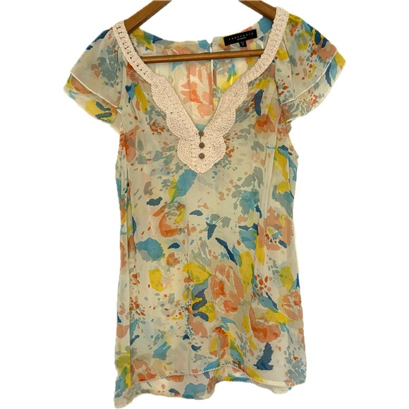 Blouse Sanctuary Femme Taille S/M | Style Crochet Col Drapé Sans Manches | Occasion Très Bon État